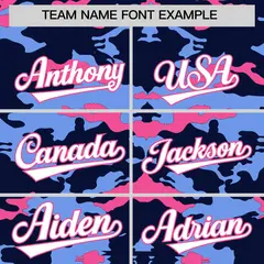 Navy Light Blue and Pink Camo Sleeveless Baseball Jersey 4