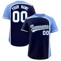 Navy Light Blue Color Block Authentic Baseball Jersey 1