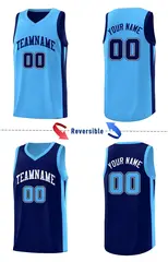 Navy Light Blue Double Side Sets Men Basketball Jersey 3