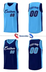 Navy Light Blue Double Side Sets Men Basketball Jersey 3