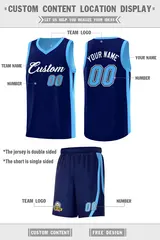 Navy Light Blue Double Side Sets Men Basketball Jersey 4