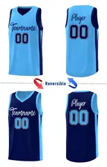 Navy Light Blue Double Side Sets Men Basketball Jersey 3