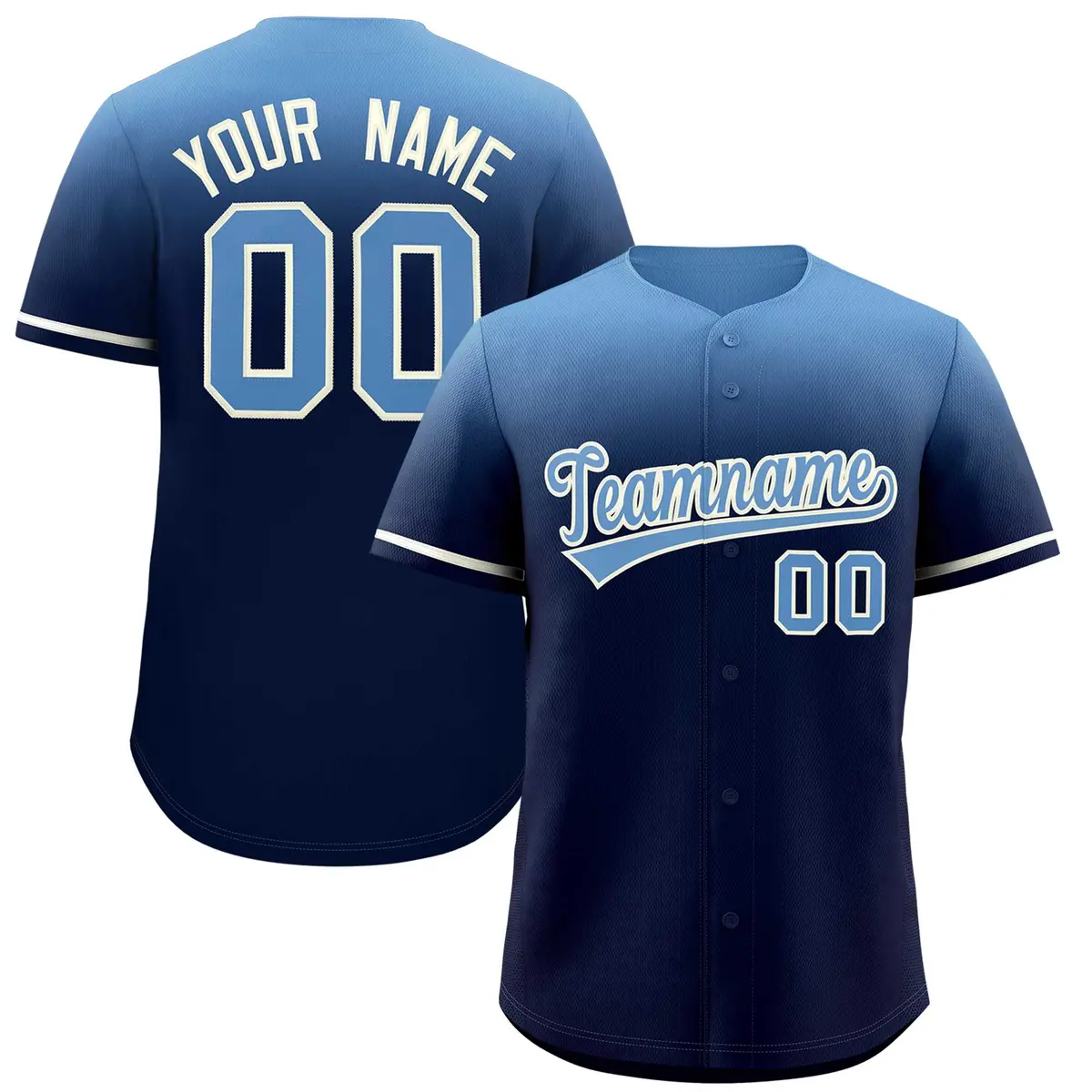 Navy Light Blue Gradient Authentic Baseball Jersey
