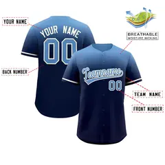 Navy Light Blue Gradient Authentic Baseball Jersey 2