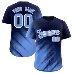 Navy Light Blue Gradient Diagonal Stripe Baseball Jersey 1