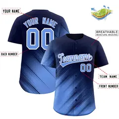 Navy Light Blue Gradient Diagonal Stripe Baseball Jersey 2