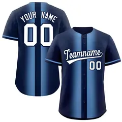 Navy Light Blue Gradient Lapel Fashion Baseball Jersey 1