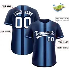 Navy Light Blue Gradient Lapel Fashion Baseball Jersey 2