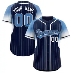 Navy Light Blue Gradient Stripe Sleeves Baseball Jersey 1