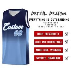 Navy Light Blue Gradient Uniform Basketball Jersey 2