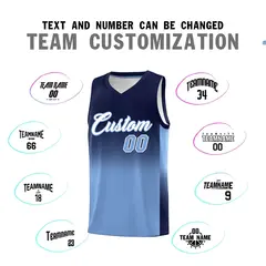 Navy Light Blue Gradient Uniform Basketball Jersey 4