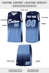 Navy Light Blue Gradient Uniform Basketball Jersey 5