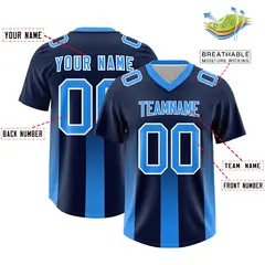 Navy Light Blue Gradient Vertical Stripe Football Jersey 2