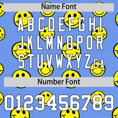 Navy Light Blue Graffiti Gradient Smile Baseball Jersey 4