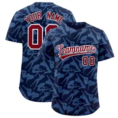 Navy Light Blue Graffiti Pattern Authentic Baseball Jersey 1