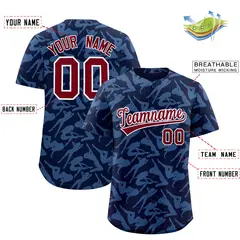 Navy Light Blue Graffiti Pattern Authentic Baseball Jersey 2