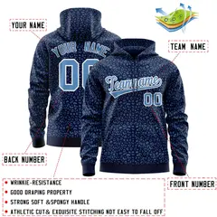 Navy Light Blue Leopard Print Varsity Letterman Jacket Hoodie 4