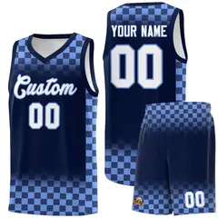 Navy Light Blue Plaid Basketball Jersey for Teams