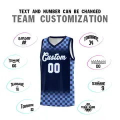 Navy Light Blue Plaid Basketball Jersey for Teams 4