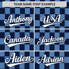 Navy Light Blue Plaid Fashion Authentic Baseball Jersey 3
