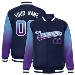 Navy Light Blue-Purple Gradient Varsity Full-Snap Raglan Baseball Jacket 1
