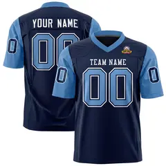 Navy Light Blue Raglan Sleeves Authentic Football Jersey 1