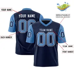Navy Light Blue Raglan Sleeves Authentic Football Jersey 2