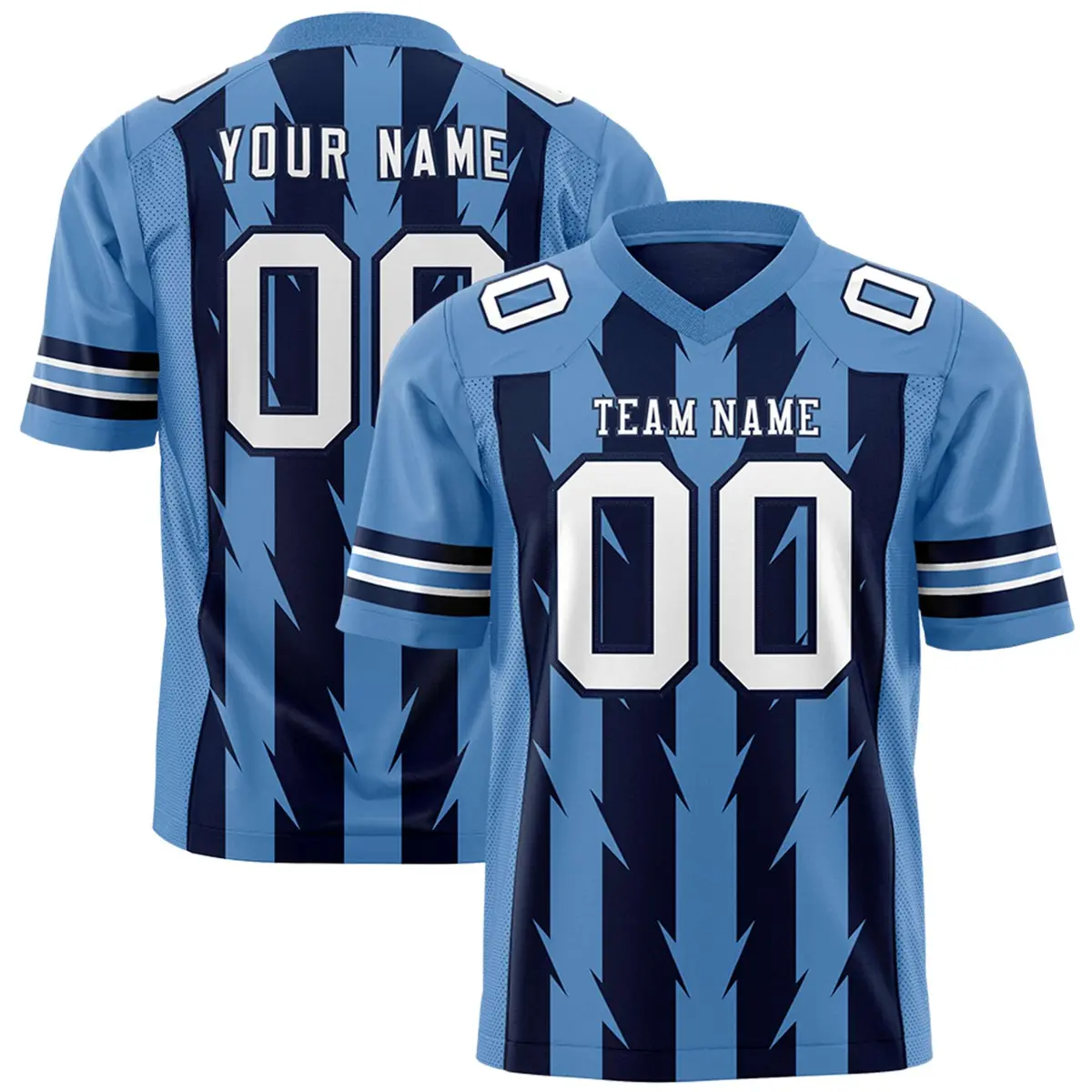 Navy Light Blue Razr Stripe Graffiti Flag Football Jersey