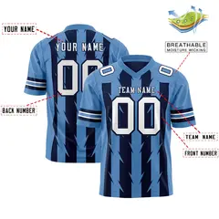 Navy Light Blue Razr Stripe Graffiti Flag Football Jersey 2