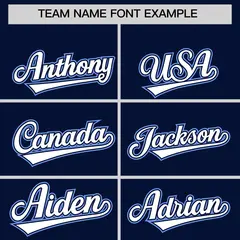 Navy Light Blue Side Flame Outline Baseball Jersey 3