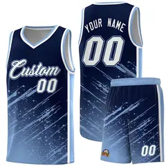 Navy Light Blue Splash Basketball Uniforms for Training 1