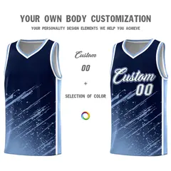 Navy Light Blue Splash Basketball Uniforms for Training 3