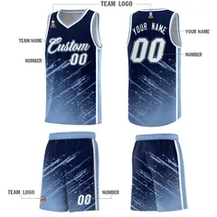 Navy Light Blue Splash Basketball Uniforms for Training 5