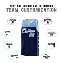 Navy Light Blue Star Pattern Basketball Jersey 4