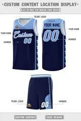 Navy Light Blue Star Pattern Basketball Jersey 5