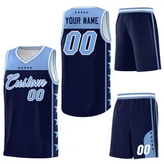Navy Light Blue Star Pattern Basketball Jersey 6