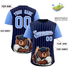 Navy Light Blue Stripe Animals Graffiti Raglan Baseball Jersey 2