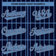 Navy Light Blue Stripe Full Button Baseball Jersey 5