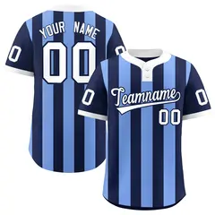 Navy Light Blue Stripe Two-Button Softball Jersey 1
