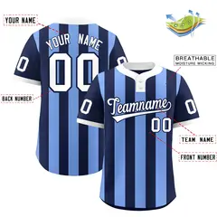 Navy Light Blue Stripe Two-Button Softball Jersey 2
