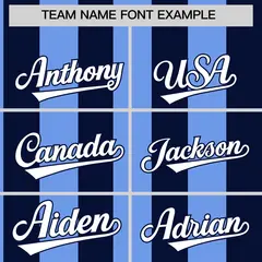 Navy Light Blue Stripe Two-Button Softball Jersey 3