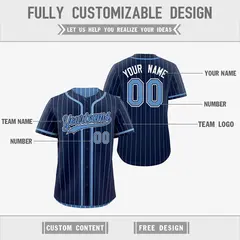 Navy Light Blue Striped Reversible Baseball Jersey 3