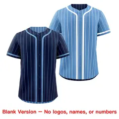 Navy Light Blue Striped Reversible Baseball Jersey 9