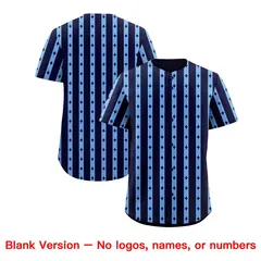 Navy Light Blue Thick Stripes Star Pattern Baseball Jersey 7