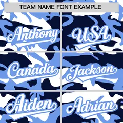 Navy Light Blue White Camo Gradient Fashion Baseball Jersey 3