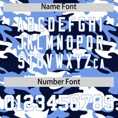 Navy Light Blue White Camo Gradient Fashion Baseball Jersey 4