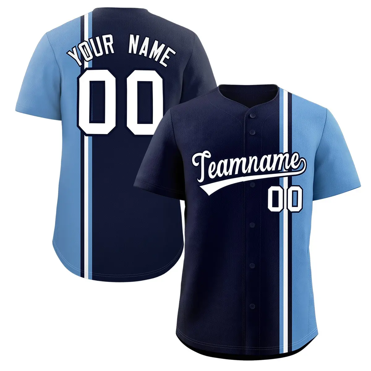 Navy Light Blue-White Color Block Authentic Baseball Jersey