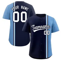 Navy Light Blue-White Color Block Authentic Baseball Jersey 1