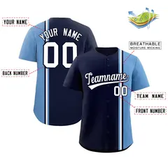 Navy Light Blue-White Color Block Authentic Baseball Jersey 2