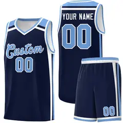 Navy Light Blue White Color Charge Series Basketball Jersey 1